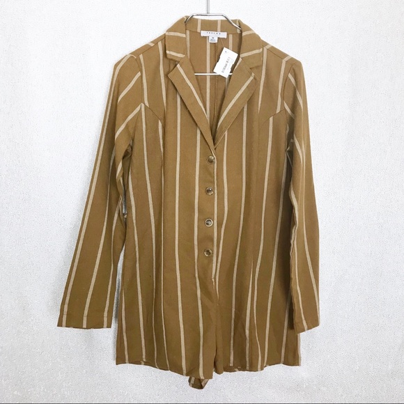 favlux Dresses & Skirts - Favlux NWT Carla Pinstripe Button Romper Medium